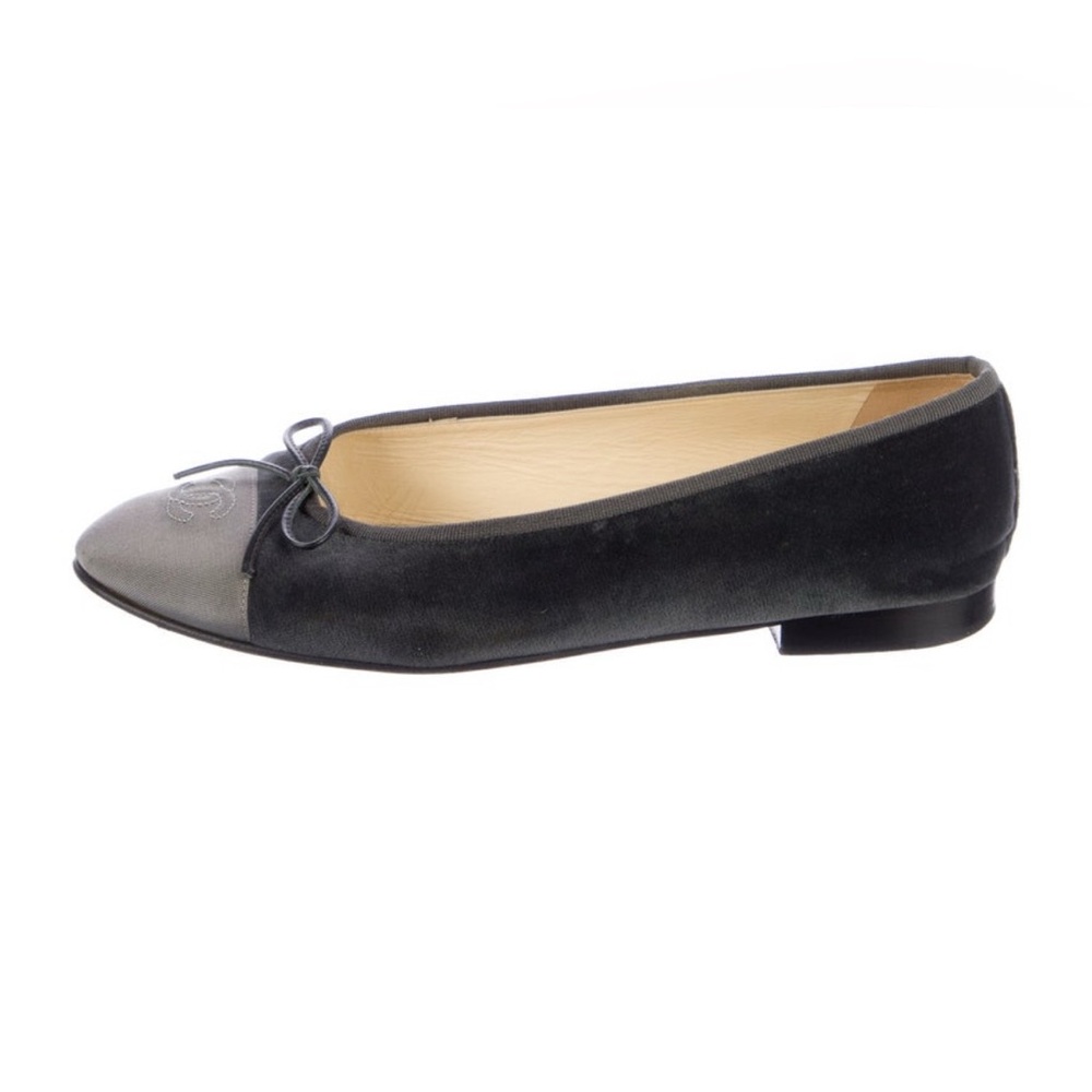 CHANEL CC Logo Ballet Flats Velvet size 41 EU